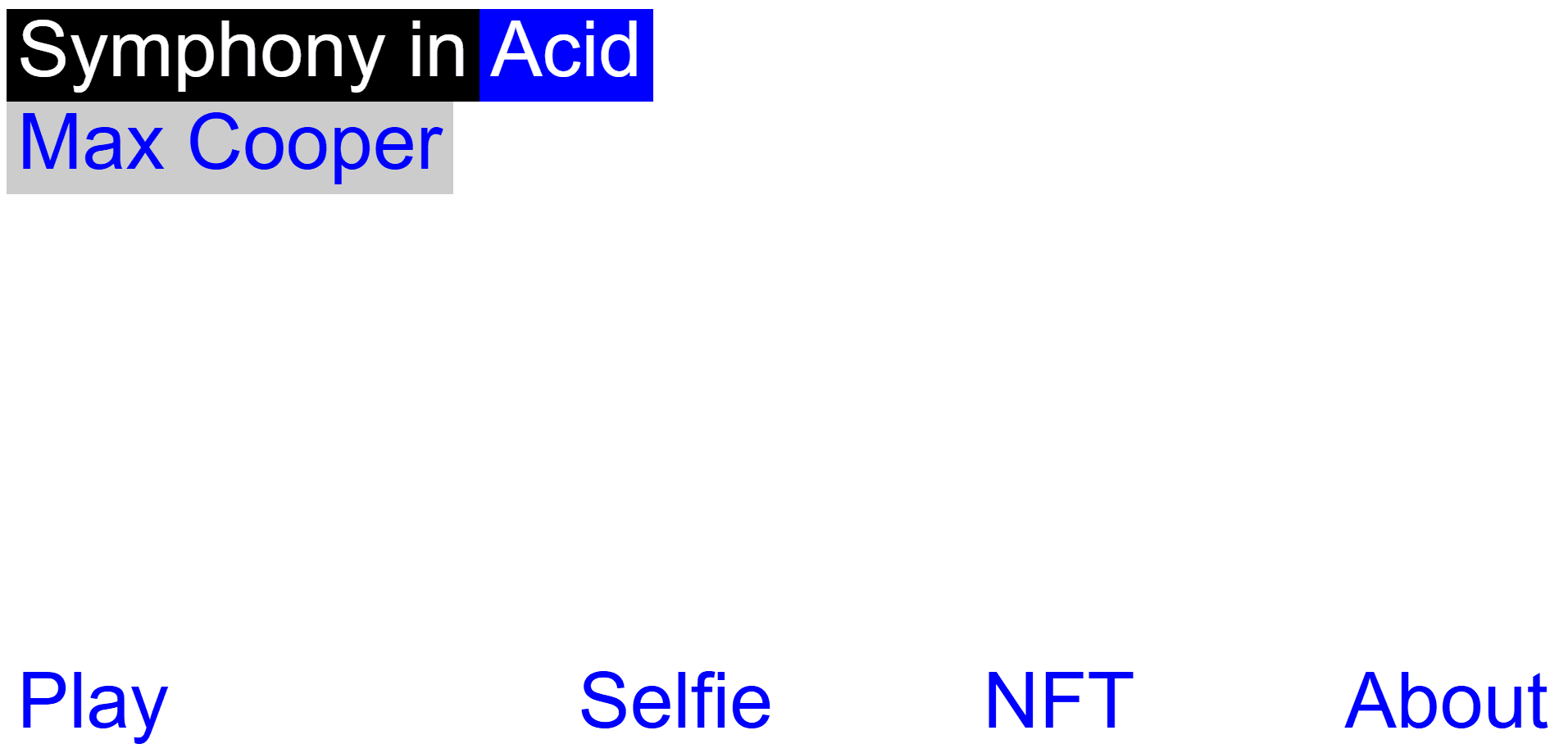 Max Cooper Symphony in Acid interactive website with acid typography