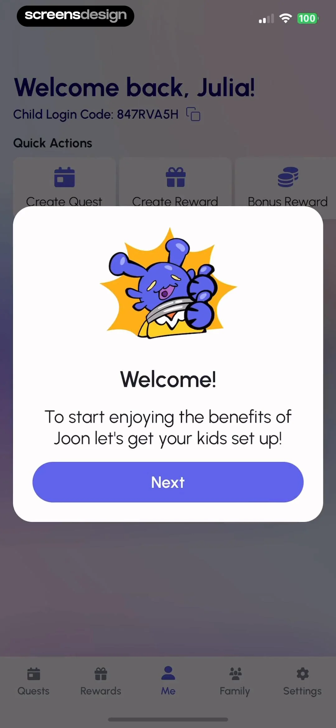 Joon wellness app interface with claymorphic pastel controls