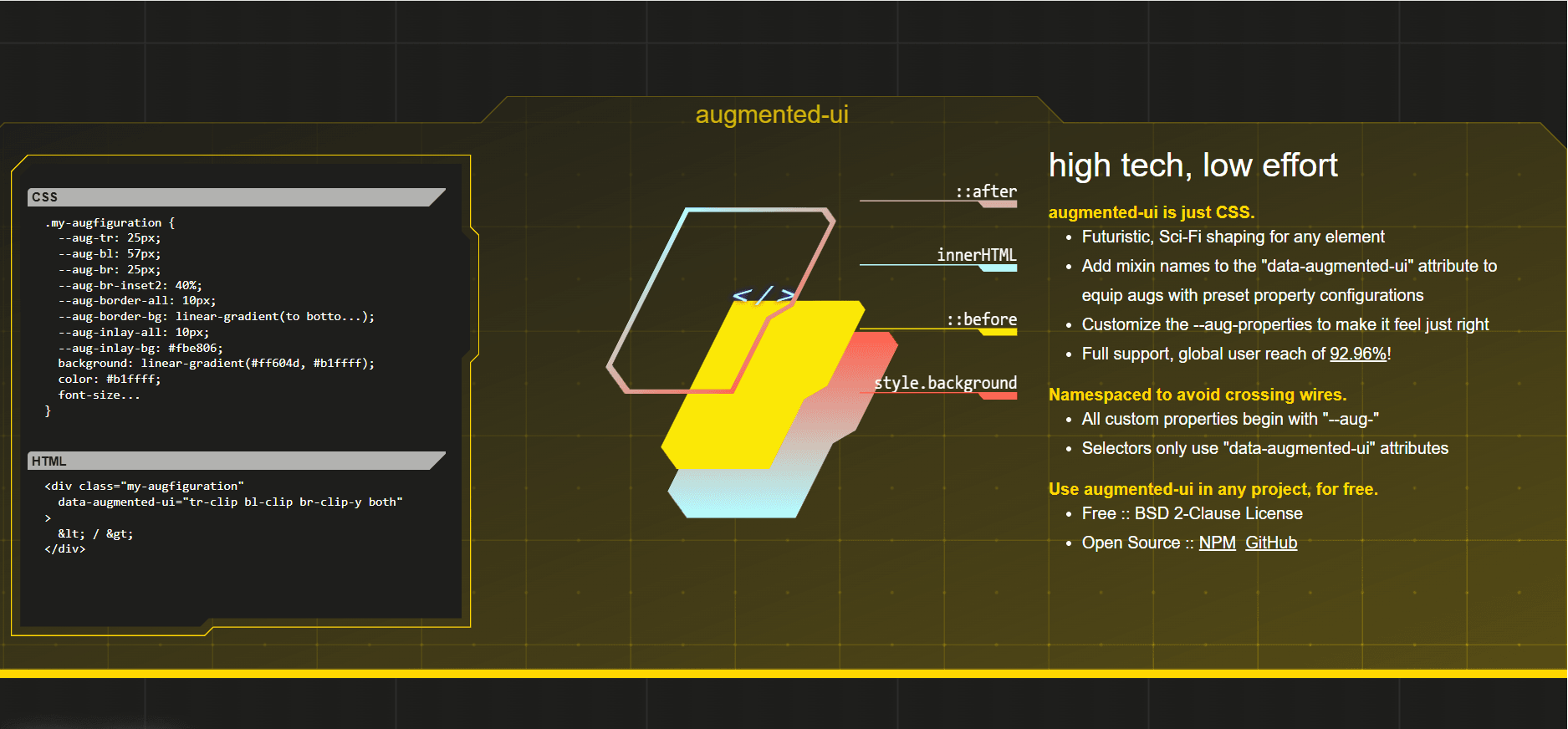 Augmented UI cut-corner HUD panel screenshots