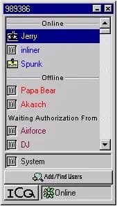 ICQ instant messenger client for Windows 98