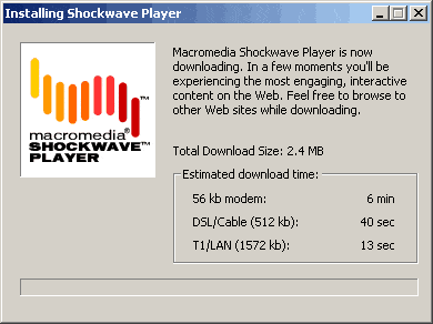 Macromedia Shockwave Player plugin interface circa 1995