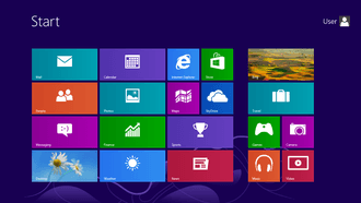 Windows 8 Metro — Start Screen with bold live tiles