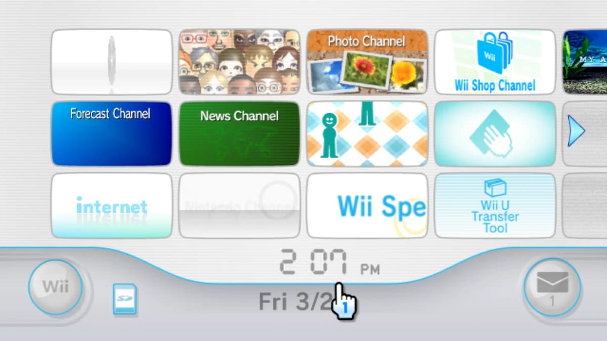 Nintendo Wii Menu channel grid interface