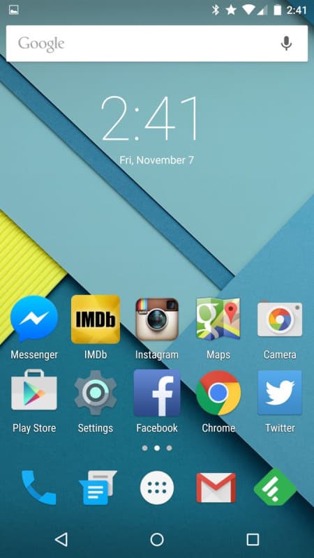 Android 5.0 Lollipop Material interface screenshot