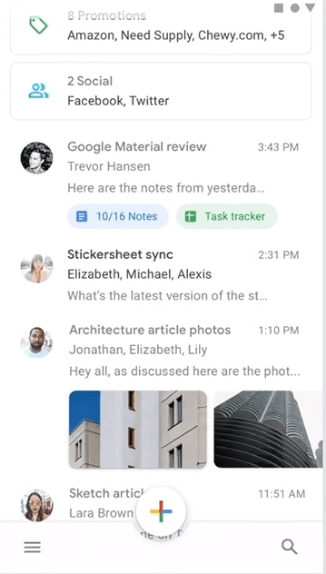 Gmail Material 2.0 Web redesign screenshot
