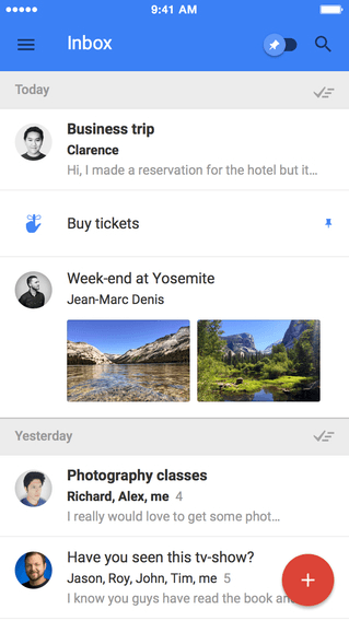 Inbox by Gmail Material interface screenshot