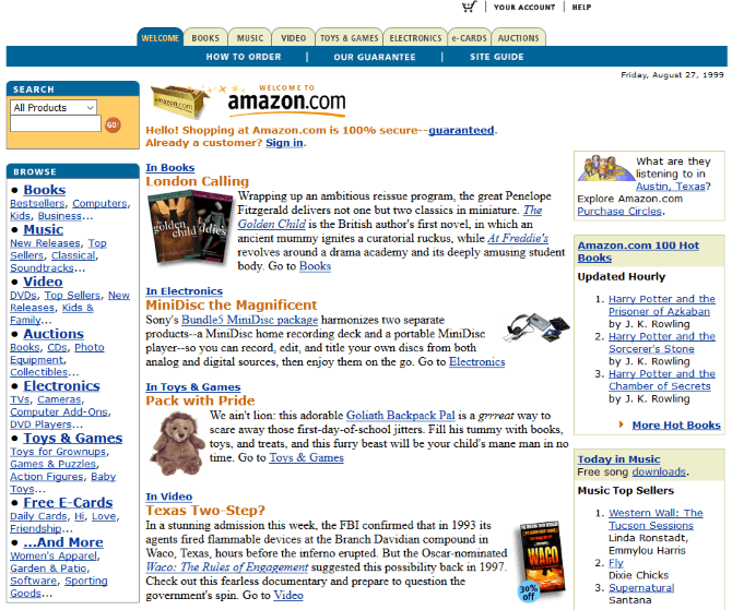 Early Amazon Storefront 1999