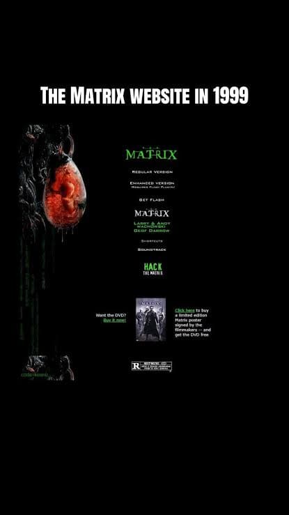 The Matrix 1999 fan website screenshot