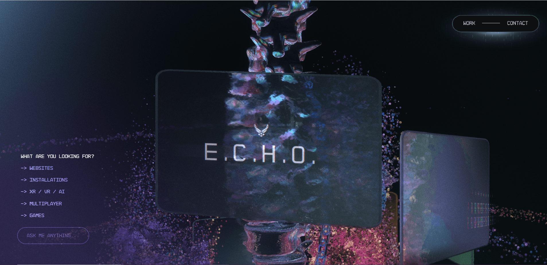 Active Theory glitch-type experimental UI screenshot