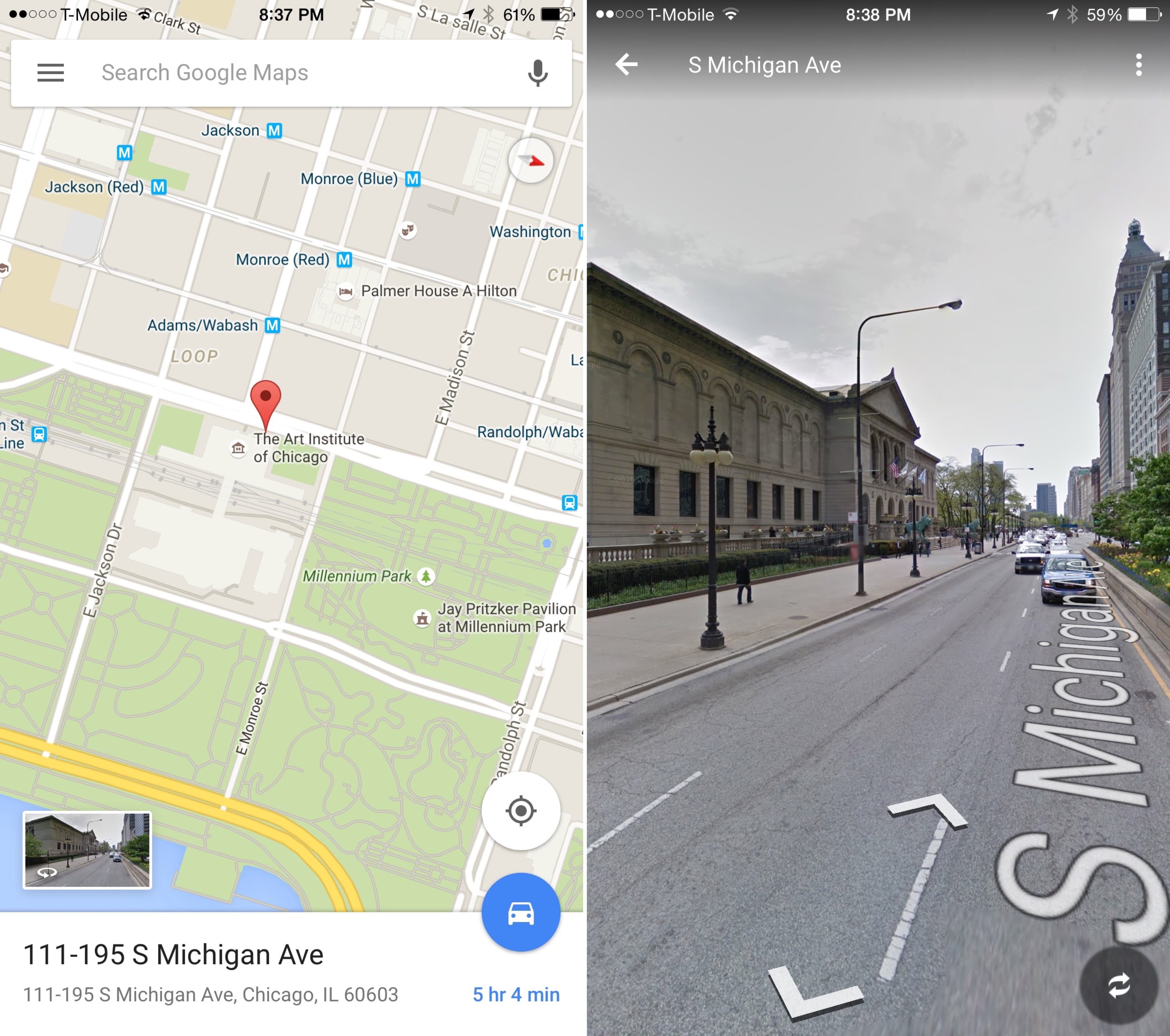 Google Maps Mobile & Web Material Design interface screenshot